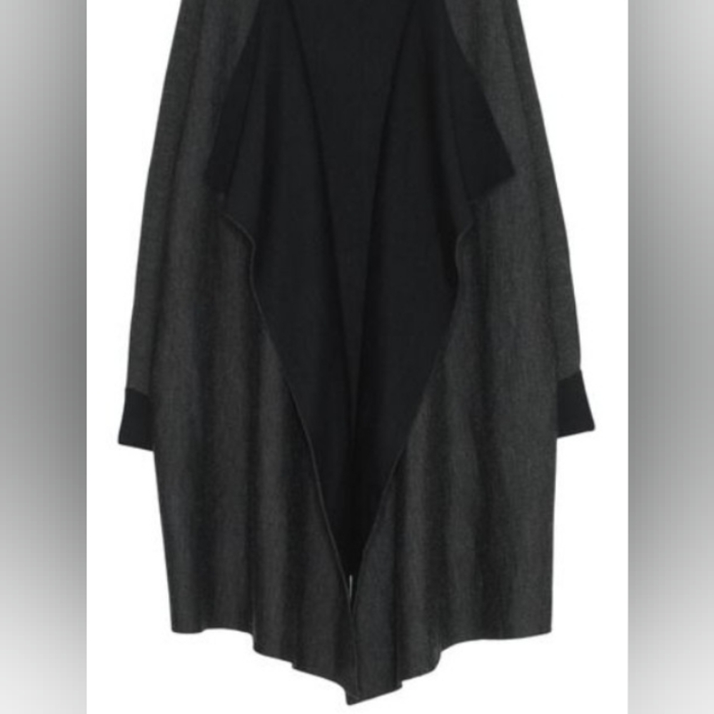 Tahari Cardigan Duster Wool Blend Minimalist Quiet Luxury Open Gray Size 1X